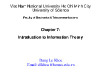 Bài giảng Chapter 7: Introduction to Information Theory môn Điện tử - Viễn thông | Trường Đại học Khoa học Tự nhiên, Đại học Quốc gia Thành phố Hồ Chí Minh