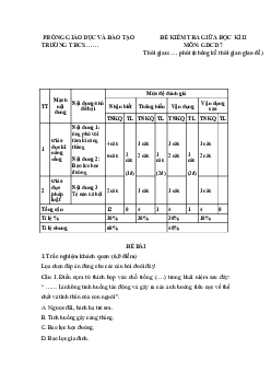 Đề thi giữa kì 2 Giáo dục công dân 7 - Đề 2 | Cánh diều năm 2024