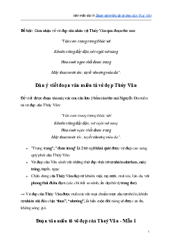 TOP Đoạn văn miêu tả vẻ đẹp của Thuý Vân | Văn mẫu lớp 9