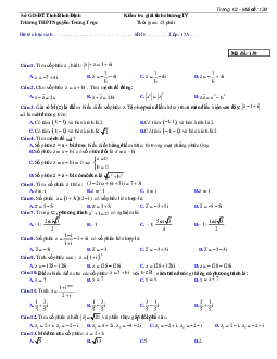Đề kiểm tra Giải tích 12 chương 4 (Số phức) trường THPT Nguyễn Trung Trực – Bình Định