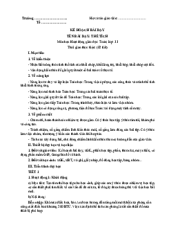 Bài 27: Thể tích | Giáo án Toán 11 Kết nối tri thức