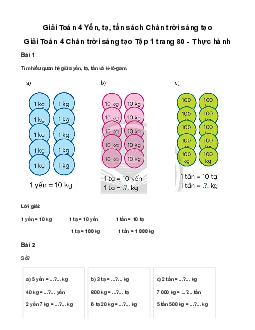 Giải Toán lớp 4 Bài 36: Yến, tạ, tấn| Chân trời sáng tạo
