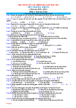 Đề cương ôn tập Sinh 10 giữa học kỳ 1 (có đáp án)