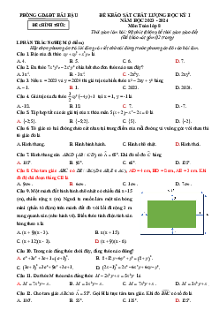 Đề học kỳ 1 Toán 8 năm 2023 – 2024 phòng GD&ĐT Hải Hậu – Nam Định
