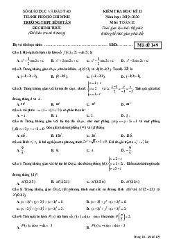 Đề thi học kì 2 Toán 12 năm 2019 – 2020 trường THPT Bình Tân – TP HCM