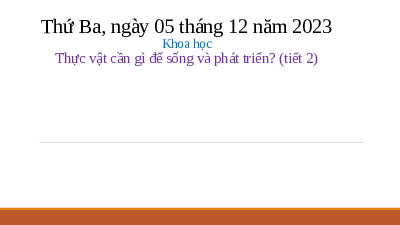 Giáo án điện tử Khoa học 4 Cánh diều: Thực vật cần gì để sống và phát triển? (tiết 2)