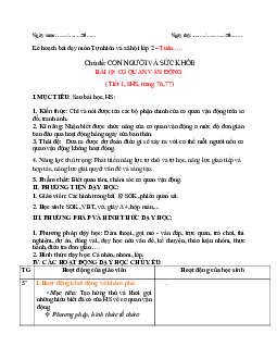 Giáo án Tự nhiên và xã hội 2 sách Chân trời sáng tạo (Cả năm)| Bài 19