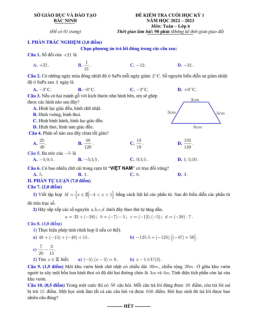 Đề kiểm tra cuối học kỳ 1 Toán 6 năm 2022 – 2023 sở GD&ĐT Bắc Ninh