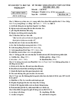 Đề thi HSG Lịch sử 12 Sở giáo dục và Đào tạo Quảng Nam 2021 (có đáp án)