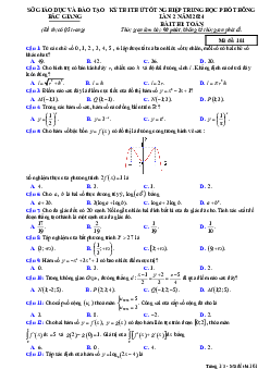 Đề thi thử tốt nghiệp THPT lần 2 năm 2024 môn Toán sở GD&ĐT Bắc Giang