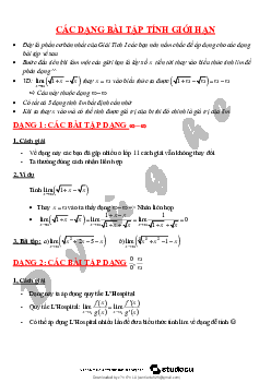 Các dạng bài tập tính giới hạn | Đại học Bách khoa Hà Nội