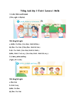 Tiếng Anh lớp 3 Global Success Unit 1 Lesson 1 Hello