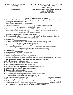 Đề Thi Chọn Đội Tuyển Dự Thi Cấp Tỉnh Năm Học 2018 - 2019 Môn Tiếng Anh Phòng Giáo Dục Và Đào Tạo Ngọc Lặc (có đáp án)