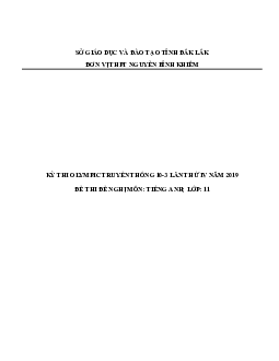 Đề thi Olympic 10 tháng 3 lần thứ 3 môn Tiếng Anh năm 2019 môn Tiếng Anh 11 THPT Nguyễn Bỉnh Khiêm