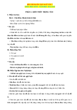 Đề cương tập giữa học kỳ 2 Văn 7 Chân trời sáng tạo năm 2022-2023