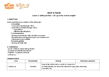 Giáo án Unit 8: Films Tiếng Anh 7 | Global Success
