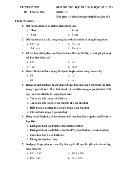 Đề thi học kì 2 môn Tin học lớp 11 năm 2022 - 2023 | Đề 7