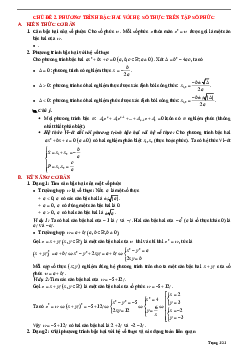 Tóm tắt lý thuyết và bài tập trắc nghiệm phương trình bậc hai với hệ số thực trên tập số phức Toán 12
