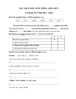 Bài tập ở nhà môn tiếng Anh lớp 3  Đợt 2