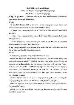 Giải bài tập SGK Địa Lý lớp 12 Bài 26: Cơ cấu ngành công nghiệp