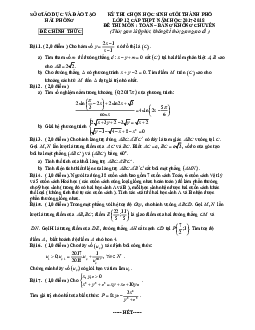 Đề thi chọn HSG thành phố Toán 12 năm học 2017 – 2018 sở GD và ĐT Hải Phòng (Không chuyên)