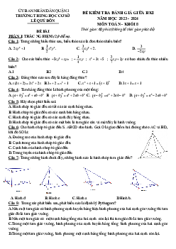 Đề tham khảo giữa kỳ 1 Toán 8 năm 2023 – 2024 trường THCS Lê Quý Đôn – TP HCM