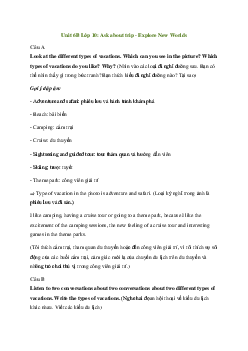 Giải Tiếng Anh 10 Unit 6B: Ask about trip | Explore New Worlds