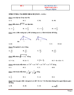 Đề thi học kỳ I môn toán 9 - Đề 1 (có đáp án và lời giải chi tiết)
