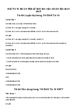 Tin học 10 Bài 23: Một số lệnh làm việc với dữ liệu danh sách - Kết Nối Tri Thức