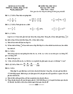 Đề thi học kì 2 Toán 6 năm 2019 – 2020 trường THCS Đặng Trần Côn – TP HCM