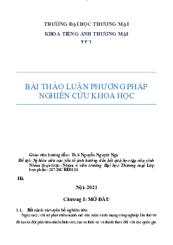 Bài thảo luận:" Nghiên cứu các yếu tố ảnh hưởng đến kết quả học tập của sinh "