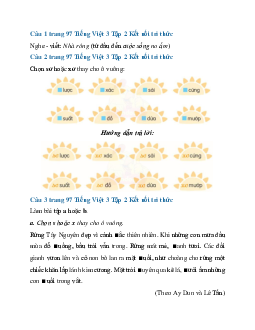 Giải SGK Tiếng Việt 3 trang 97 Bài 21: Nhà Rông - Viết | Kết nối tri thức