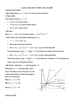 Chuyên đề trắc nghiệm hàm số lũy thừa, hàm số mũ và hàm số logarit