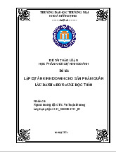 Đề tài thảo luận: Lập Dự Án Kinh Doanh Quán Lẩu | Khởi sự kinh doanh