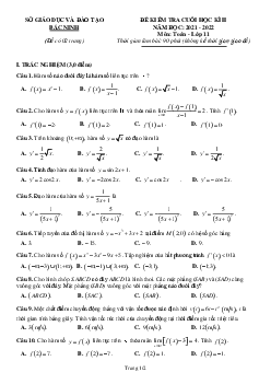 Đề kiểm tra cuối học kỳ 2 Toán 11 năm 2021 – 2022 sở GD&ĐT Bắc Ninh