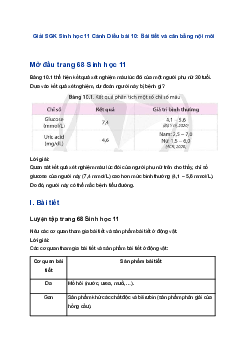 Giải SGK Sinh học 11 Cánh Diều bài 10: Bài tiết và cân bằng nội môi