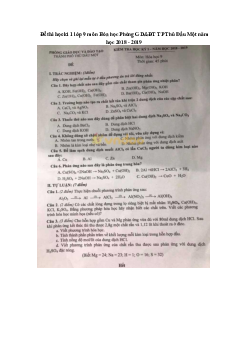 Đề thi học kì 1 lớp 9 môn Hóa học Phòng GD&ĐT TP Thủ Dầu Một năm học 2018 - 2019