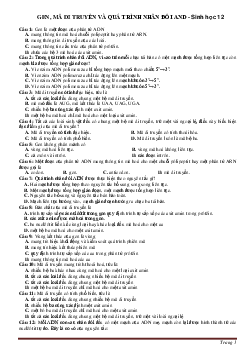 Bài tập trắc nghiệm gen, mã di truyền và quá trình nhân đôi ADN