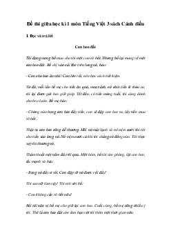 Đề thi giữa học kì 1 môn Tiếng Việt 3 năm 2023 - 2024 (Đề 1) | Cánh diều