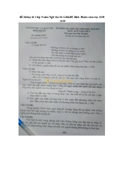 Đề thi học kì 1 lớp 9 môn Ngữ văn Sở GD&ĐT Bình Phước năm học 2018 - 2019