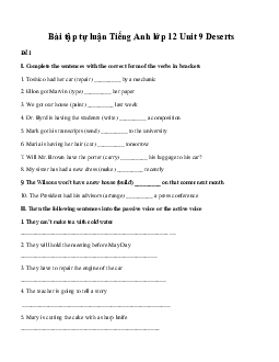 Bài tập tự luận Tiếng Anh lớp 12 Unit 9: Deserts