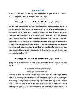Văn mẫu lớp 8: Đoạn văn nêu cảm nghĩ về lí do Bác Hồ không ngủ được thể hiện trong bài thơ Cảnh khuya Ngữ Văn 8 | Cánh diều