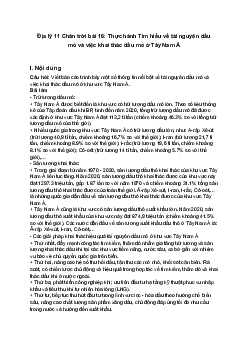 Địa lý 11 Chân trời bài 16: Thực hành Tìm hiểu về tài nguyên dầu mỏ và việc khai thác dầu mỏ ở Tây Nam Á