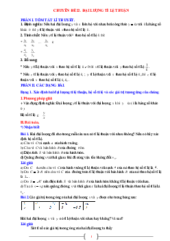 Chuyên đề đại lượng tỉ lệ thuận Toán 7