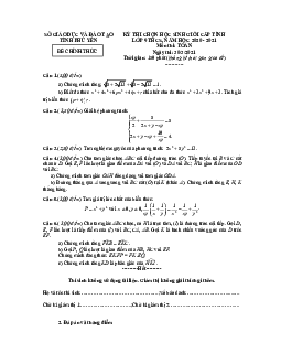 Đề thi học sinh giỏi tỉnh Toán 9 năm 2020 – 2021 sở GD&ĐT Phú Yên