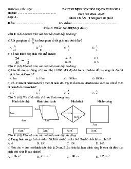 Đề thi học kì 2 môn Toán lớp 4 năm 2022 - 2023 theo Thông tư 22 | đề 3