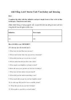 Giải Tiếng Anh 8 Starter Unit: Vocabulary and listening | Friends Plus