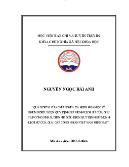 Tiểu luận ''Quan điểm của chủ nghĩa xã hội khoa học về những điều kiện quy định sứ mệnh lịch sử của giai cấp công  nhân''