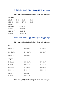 Toán lớp 3 trang 43 Bảng chia 3 Chân trời sáng tạo