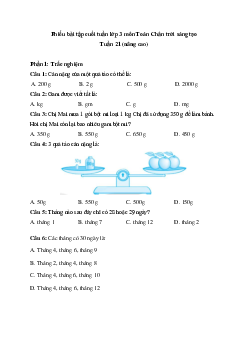 Phiếu bài tập cuối tuần Toán lớp 3 Chân trời - Tuần 21 (nâng cao)